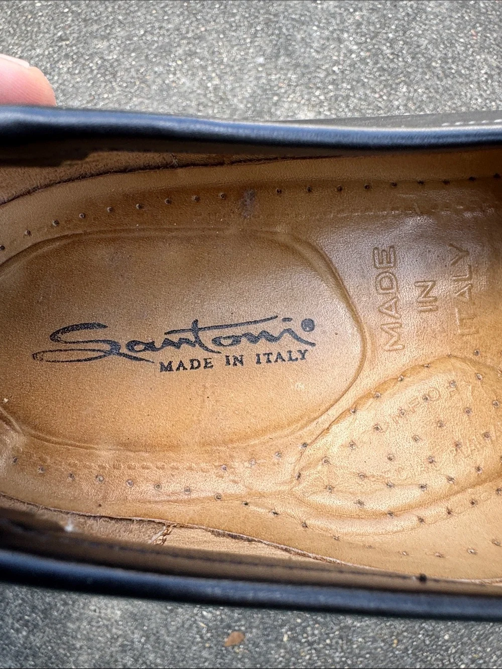 Santoni Black Leather Penny Loafers Size 11.5D - Made In Italy